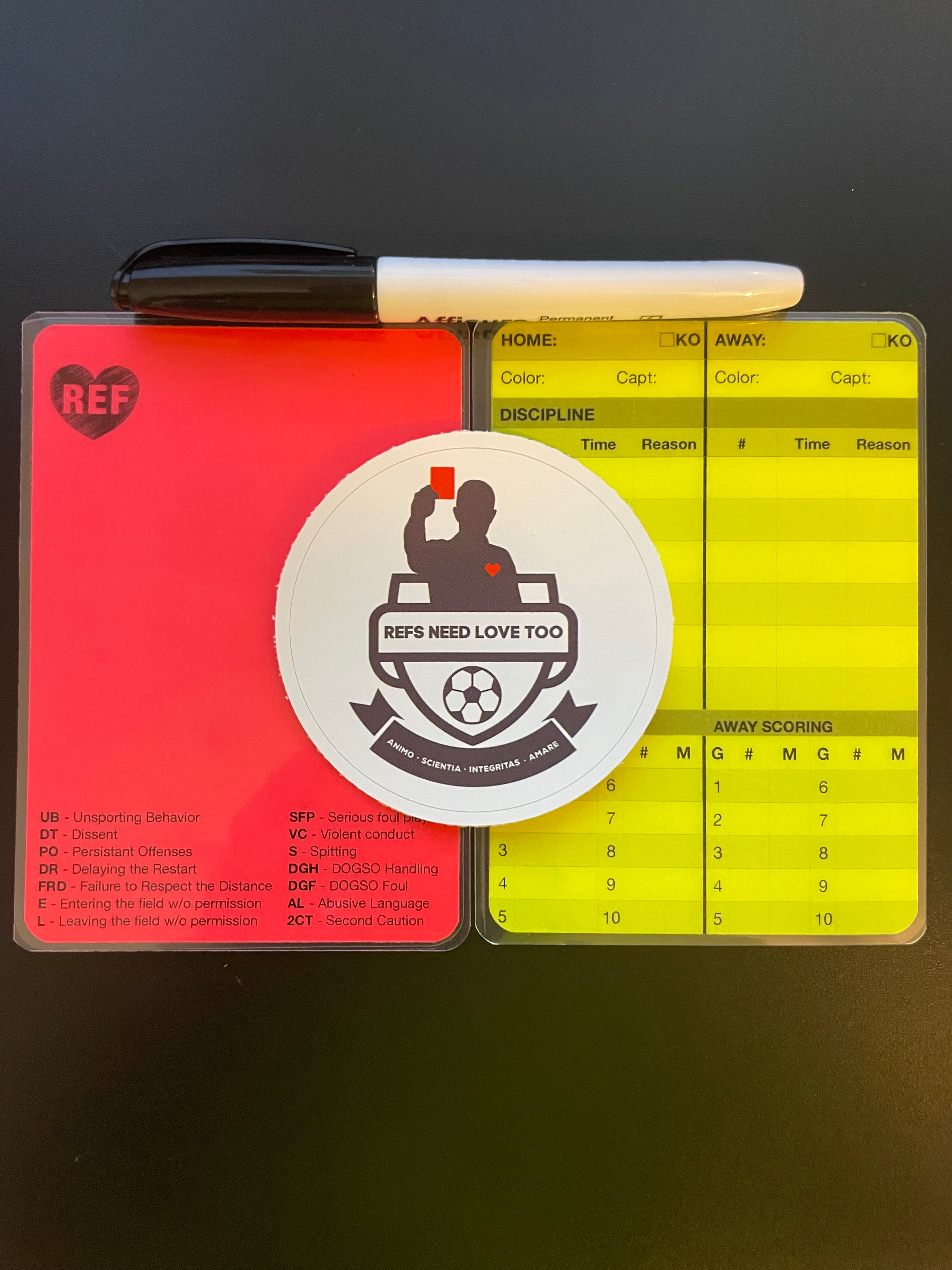 Red & Yellow Referee Scorecard – REFS NEED LOVE TOO