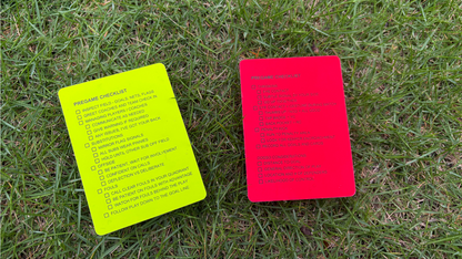 Red & Yellow Cards with Pre-Game Checklist included!