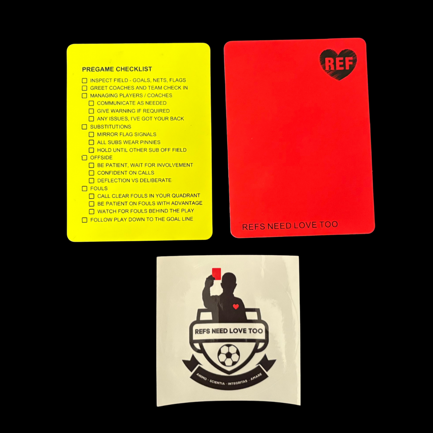 Red & Yellow Cards with Pre-Game Checklist included!